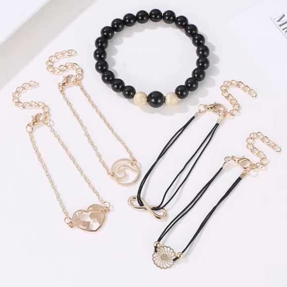 5 Piece Bracelet Infinity Flower Set - Picture 2 of 3